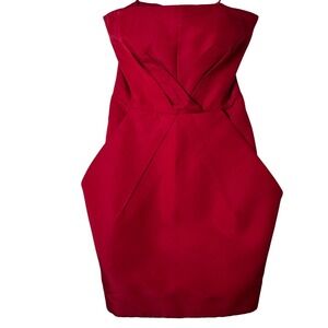 Kaufmanfranco Red Silk Strapless Cocktail Dress Womens‎ Size 2 Evening Party